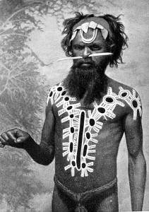 Australian medicine man with magic healing crystal. From the Wellcome Collection